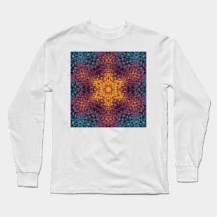 Digital Mandala Yellow Blue and Purple Long Sleeve T-Shirt